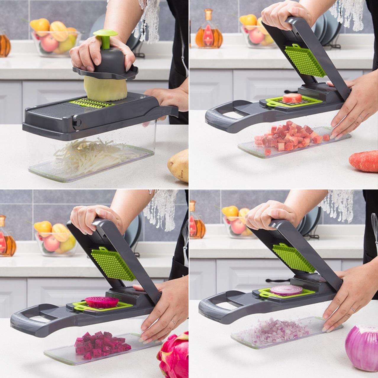 12 In 1 Manual Vegetable Chopper Kitchen Gadgets Food Chopper Onion Cutter Vegetable Slicer - Ravo Store