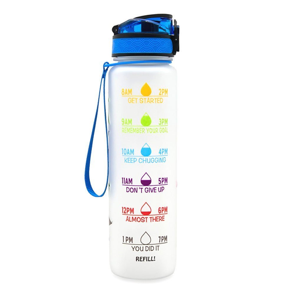 1L Tritan Water Bottle With Time Marker Bounce Cover Motivational Water Bottle Cycling Leakproof Cup For Sports Fitness Bottles - Ravo Store