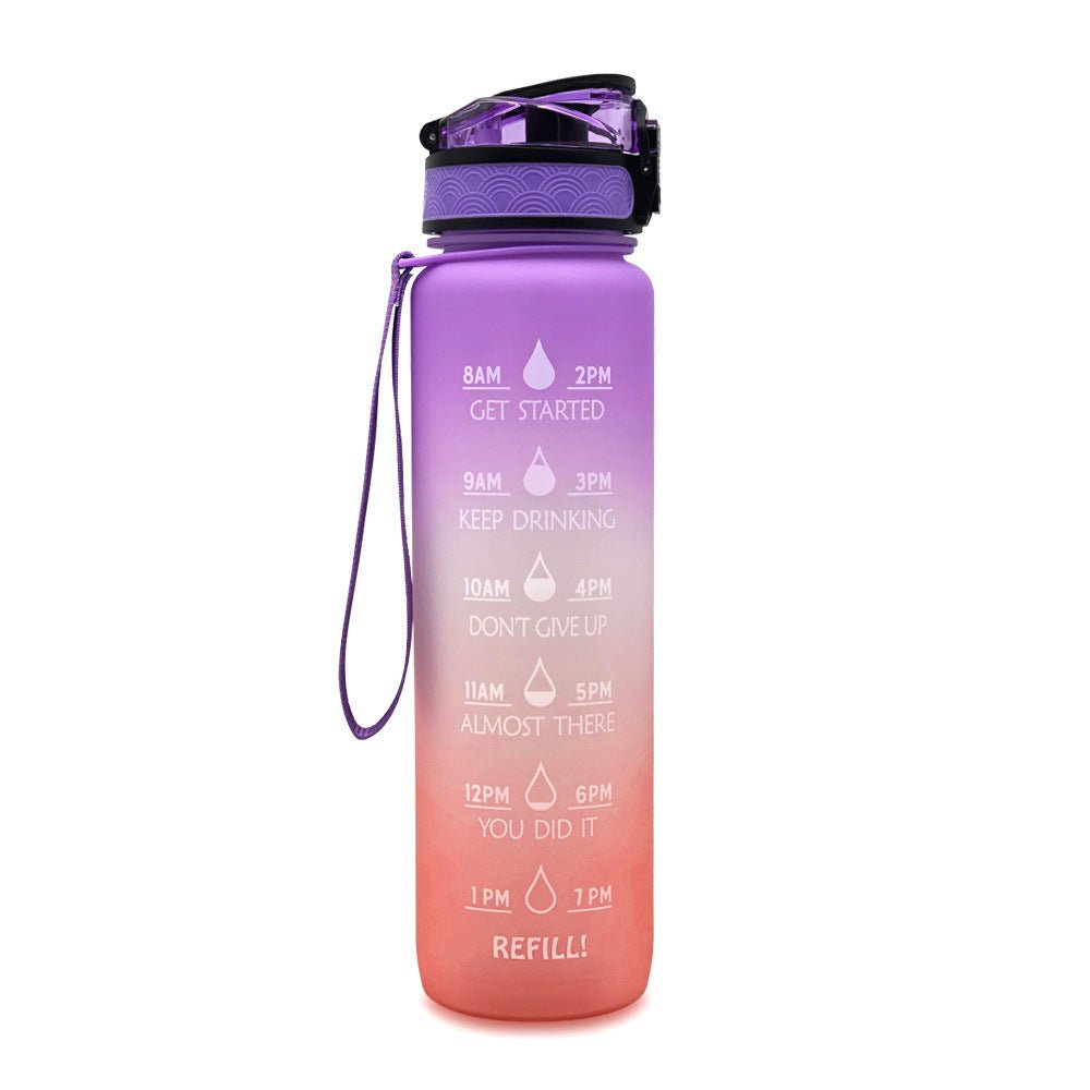 1L Tritan Water Bottle With Time Marker Bounce Cover Motivational Water Bottle Cycling Leakproof Cup For Sports Fitness Bottles - Ravo Store