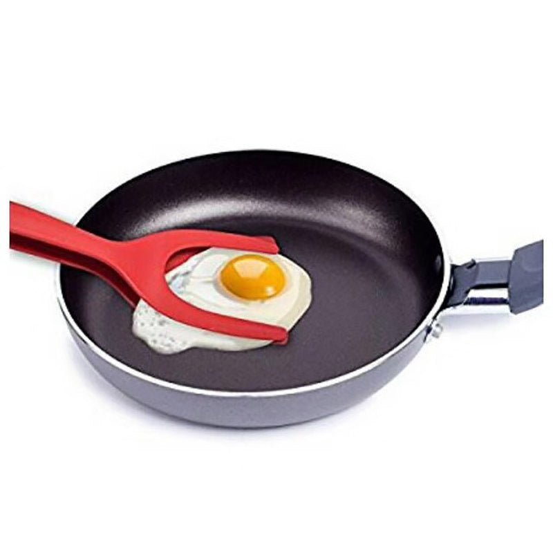 2 In 1 Grip And Flip Tongs Egg Spatula Tongs Clamp Pancake Fried Egg French Toast Omelet Overturned Kitchen Accessories - Ravo Store