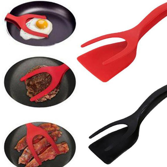 2 In 1 Grip And Flip Tongs Egg Spatula Tongs Clamp Pancake Fried Egg French Toast Omelet Overturned Kitchen Accessories - Ravo Store