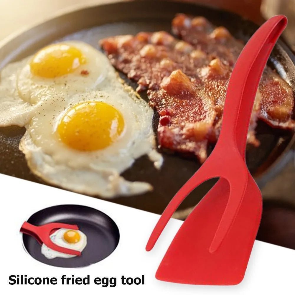 2 In 1 Grip And Flip Tongs Egg Spatula Tongs Clamp Pancake Fried Egg French Toast Omelet Overturned Kitchen Accessories - Ravo Store