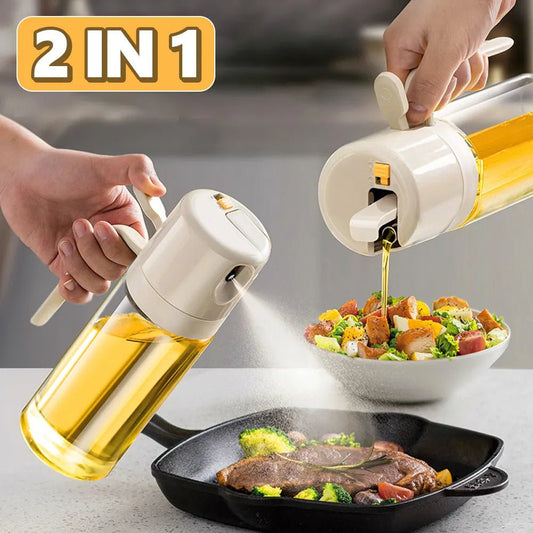 2 In 1 Oil Sprayer Bottle BBQ Cooking Oil Dispenser Olive Oil Pourers Sprayer Kitchen Baking Oil Mister Vinegar Bottle - Ravo Store