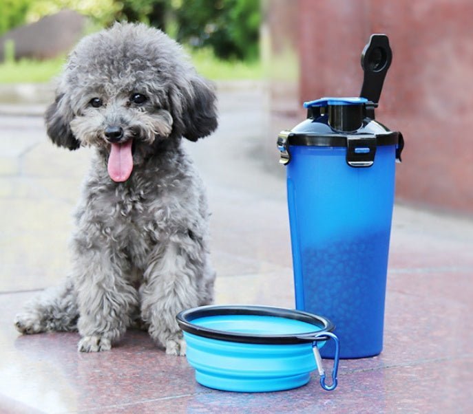 2 In 1Pet Water Bottle Dispenser Travel Portable Dog Cat Drinking Silicone Bowl - Ravo Store