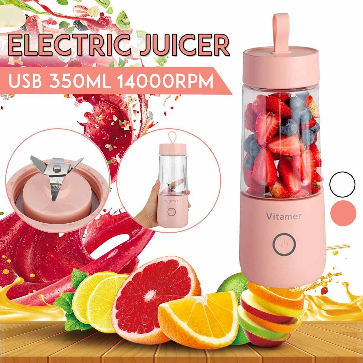 350ml Portable Blender Juicer Electric USB Rechargeable Mixer Smoothie Slushy Cup Juice Blender Bottle USB Charging Kitchen Gadgets - Ravo Store