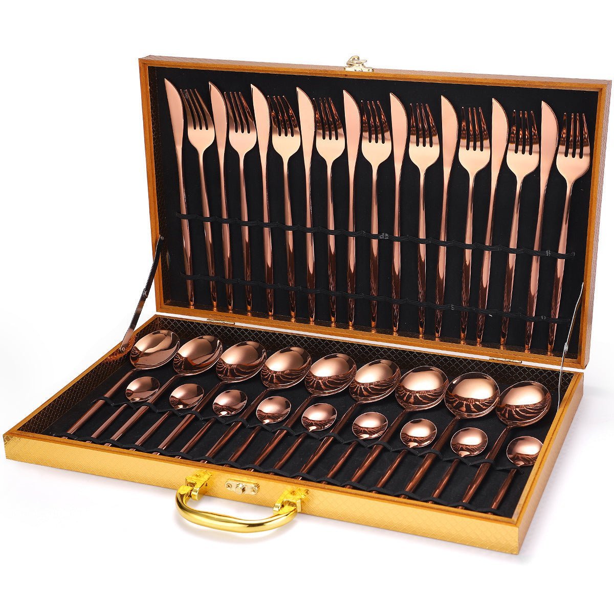 36 - piece Stainless Steel Tableware Wooden Box Gift Box Set - Ravo Store