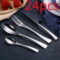 4PCS Set Black Stainless Steel Cutlery Korean Dinnerware Set Gifts Mirror Polishing Silverware Sets Scoop Knife and Fork Sets - Ravo Store