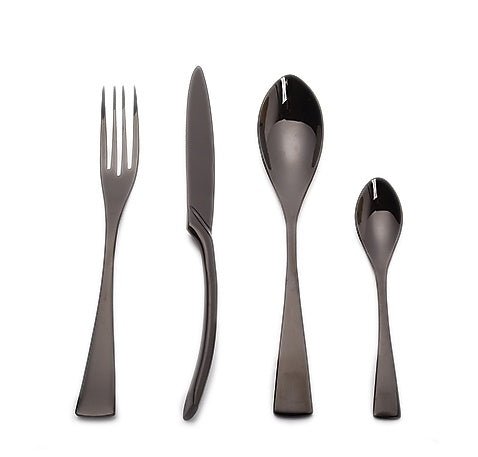 4PCS Set Black Stainless Steel Cutlery Korean Dinnerware Set Gifts Mirror Polishing Silverware Sets Scoop Knife and Fork Sets - Ravo Store