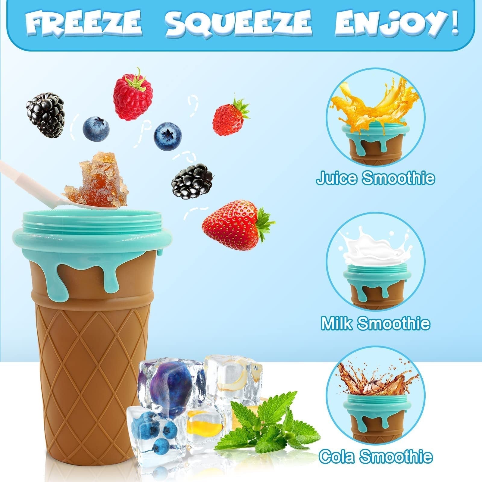 500ml Large Capacity Slushy Cup Summer Squeeze Homemade Juice Water Bottle Quick - Frozen Smoothie Sand Cup Pinch Fast Cooling Magic Ice Cream Slushy Maker Beker Kitchen Gadgets - Ravo Store