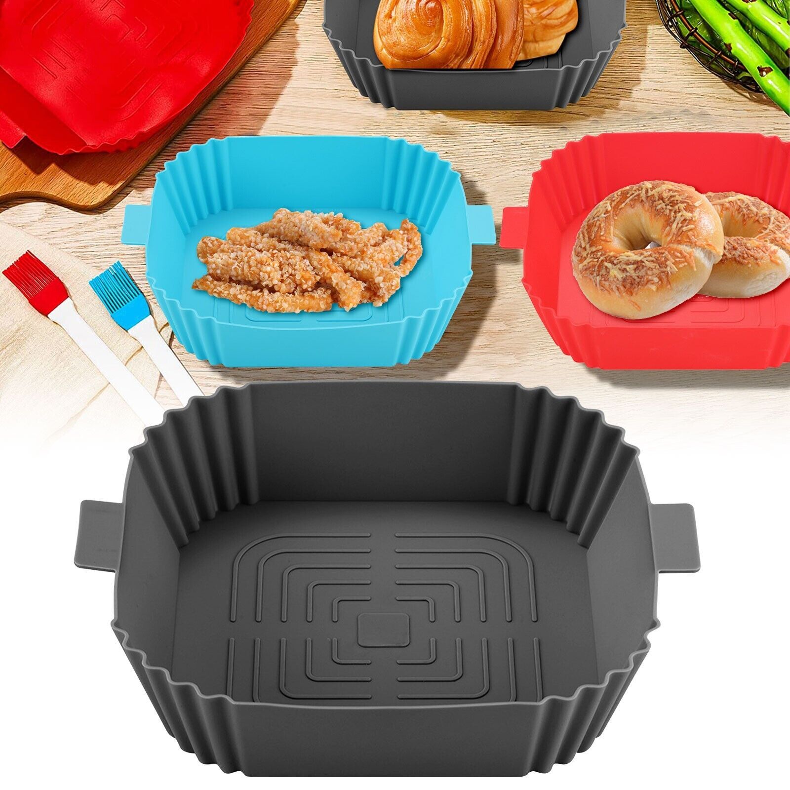 Air Fryer Silicone Pot Basket Liners Non - Stick Safe Oven Baking Tray Accessories - Ravo Store