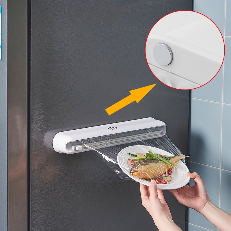 Cling Film Suction Cup Wall - mounted Box Kitchen Adjustable Storage Cutter - Ravo Store